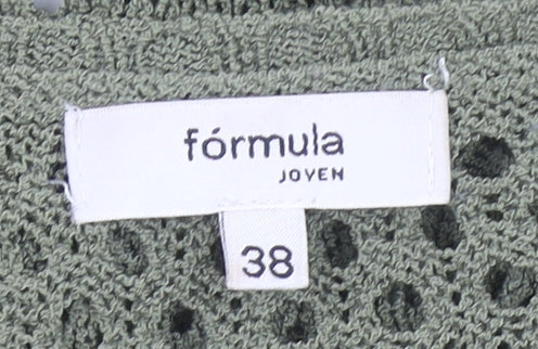 Fórmula Joven Women's Green Crochet Long Sleeve Open Cardigan Size 10