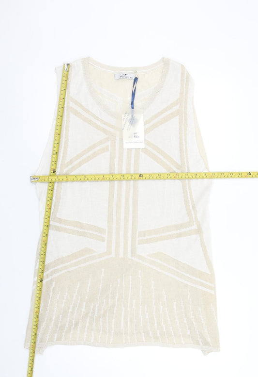 Lady District Women’s Beige Viscose Knit Sleeveless Vest M/L