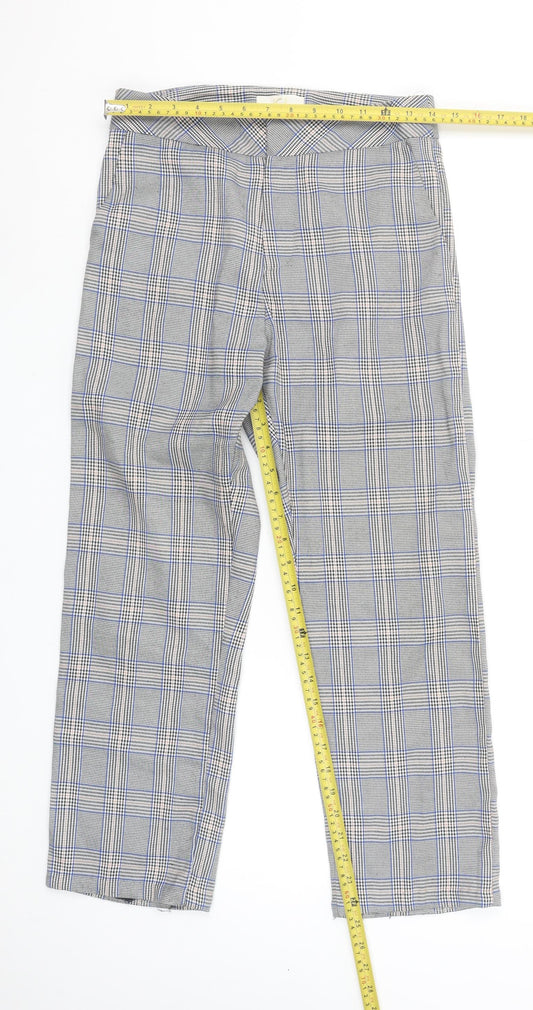 JCL Women’s Grey Check Straight Leg Trousers Size S