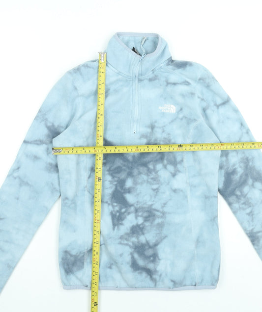 The North Face Womens Blue 1/4 Zip Fleece Sweatshirt Size S Polyester