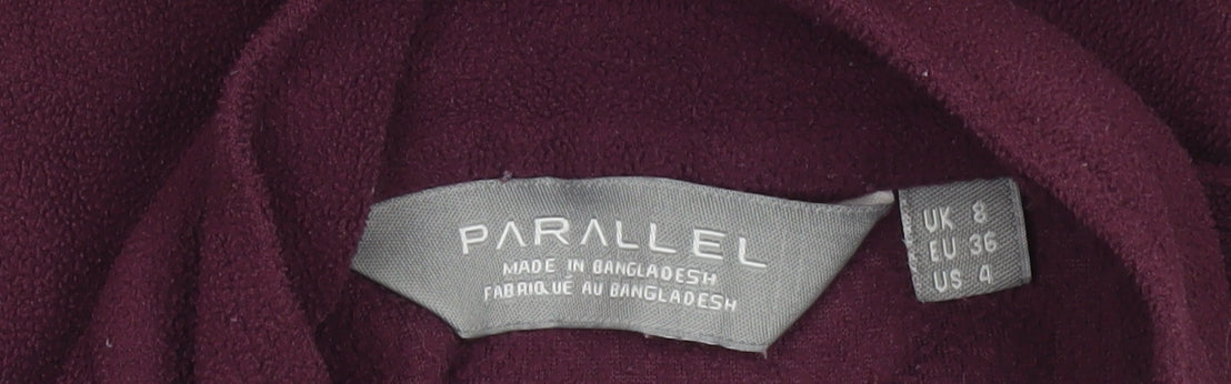 Parallel Womens Burgundy Fleece 1/2 Zip Pullover Sweatshirt UK 8