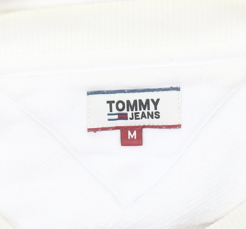 Womens UK M Regular Tommy Jeans White Pullover Sweatshirt