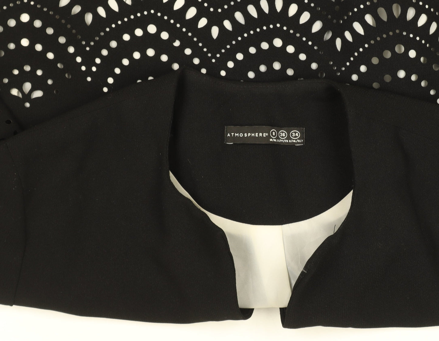Atmosphere Womens Black Cutwork Lace Lined Jacket Size 8