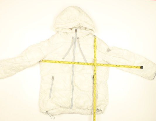 French Connection Womens Ivory Puffer Jacket Hooded Size L