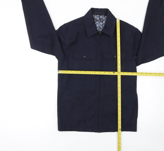 Next Men's Blue XS Cotton Blend Zip-Up Twill Jacket