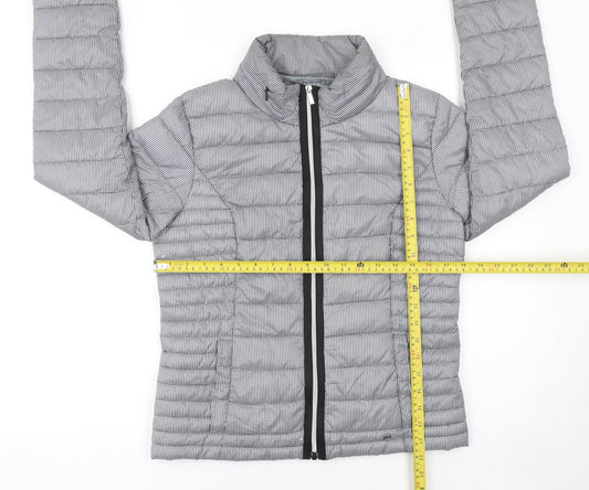 Next Women's Grey Check Puffer Jacket Size 8 Short Quilted Coat
