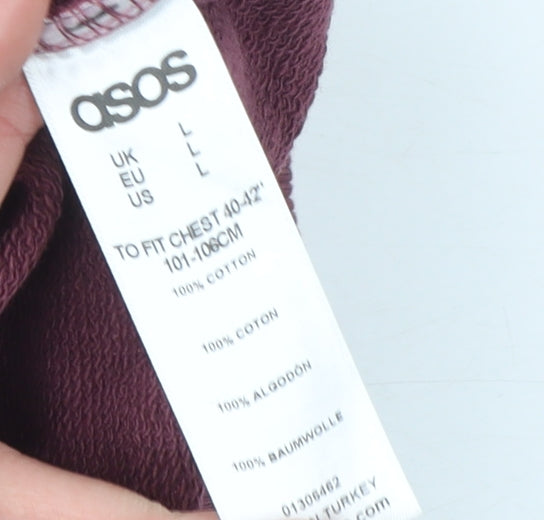 ASOS Men's Red Polka Dot Cotton Crew Neck Sweatshirt Size L