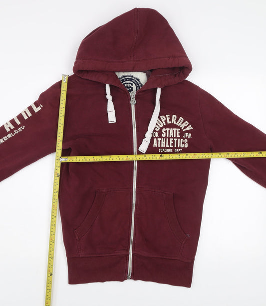 Superdry Men's Red Small Track Jacket Hoodie Full Zip Cotton Blend