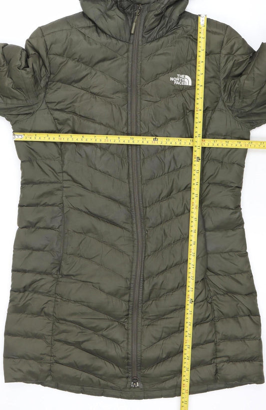 The North Face Women's Green Down Puffer Jacket Size L Hooded Outdoor Coat