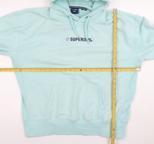 Superdry Women’s Blue Hoodie Size M Pullover Cotton Logo Sweatshirt