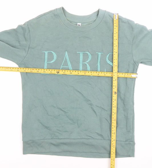 JDY Women’s Green Paris Embroidered Pullover Sweatshirt XS