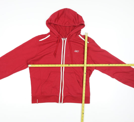 Reebok Men's Red L Track Jacket Hooded Full Zip Cotton Blend
