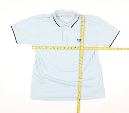 Consenso Men Blue Cotton Short Sleeve Polo Shirt L