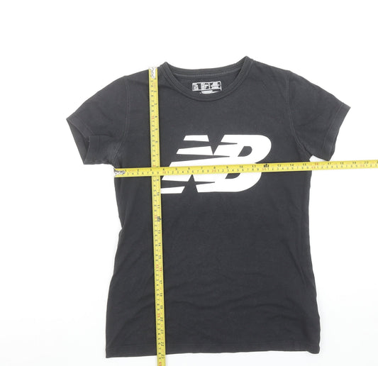Womens UK Size XS New Balance Black Cotton Blend T-Shirt