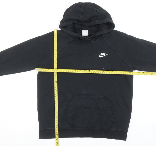 Nike Women’s Black Pullover Hoodie L Cotton Blend Logo Classic