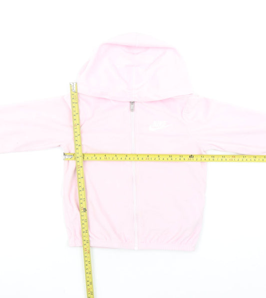 Nike Girls Pink Full Zip Hoodie 5 Years Lightweight Fleece Jacket