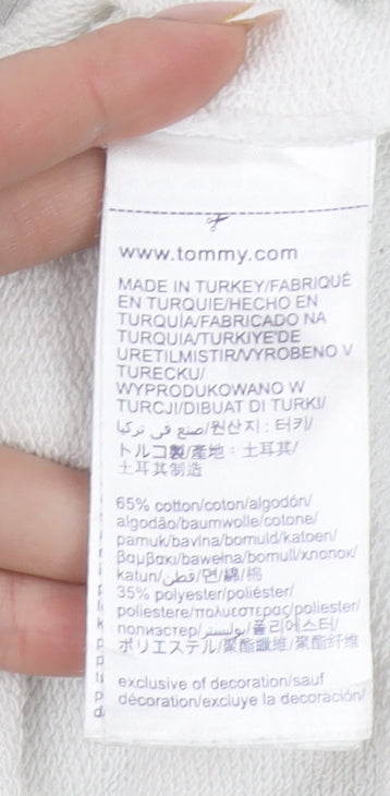Womens UK S Regular Tommy Hilfiger White Pullover Sweatshirt