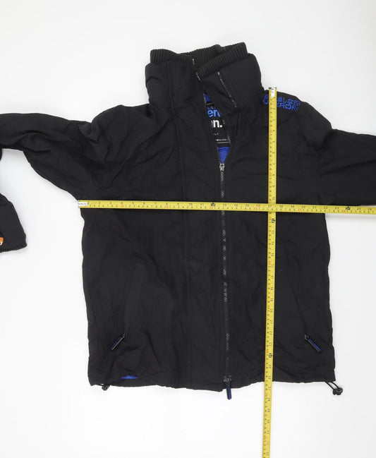 Superdry Men’s Black 2XL Windbreaker Jacket with Logo Detail