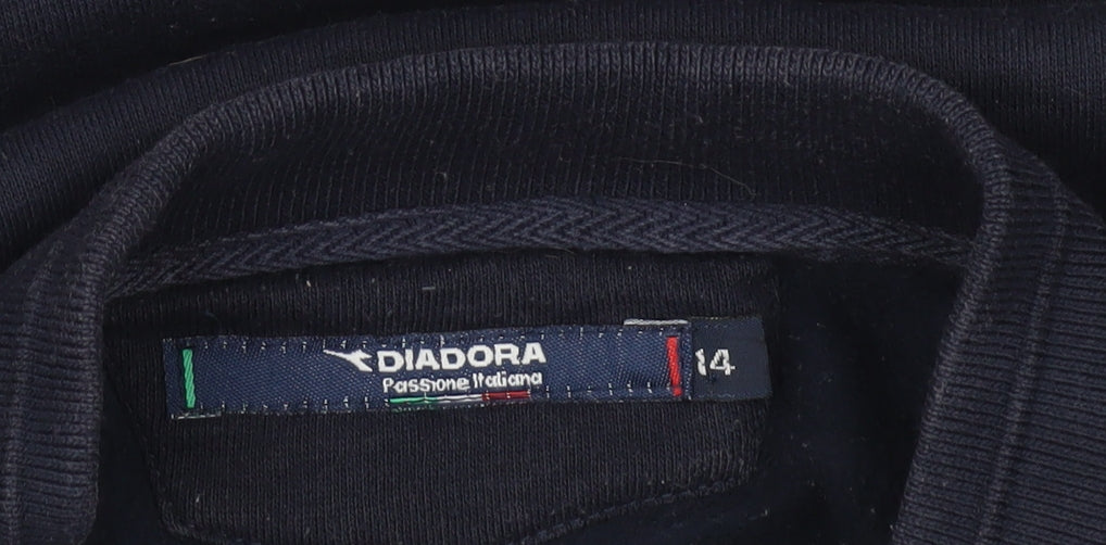 Diadora Women's Navy Blue V-Neck Pullover Sweatshirt Size 14