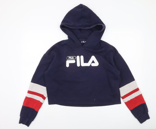 Womens UK S Regular FILA Blue Pullover Hoodie