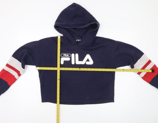 FILA Women’s Navy Pullover Hoodie S Cropped Logo Sweatshirt