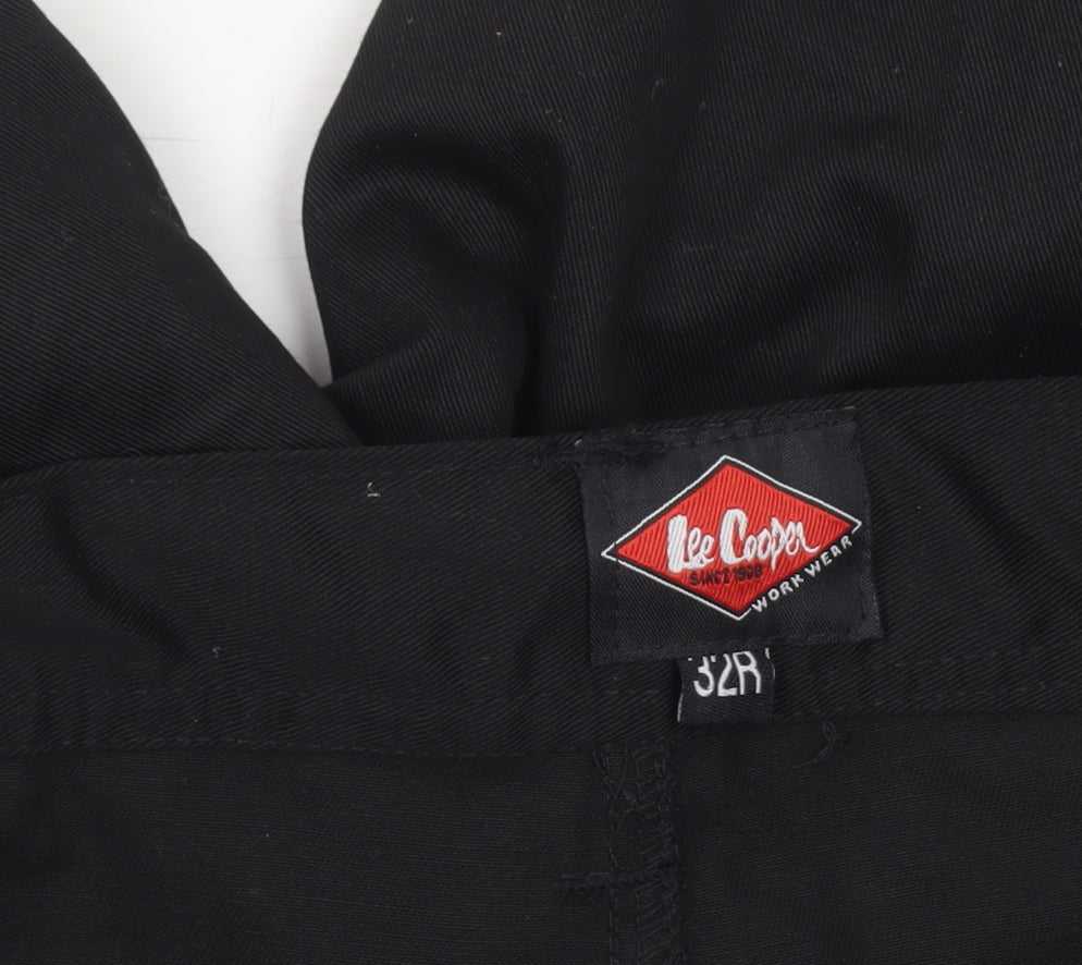 Lee Cooper Mens Black Cargo Workwear Trousers 32R Polyester Cotton Blend