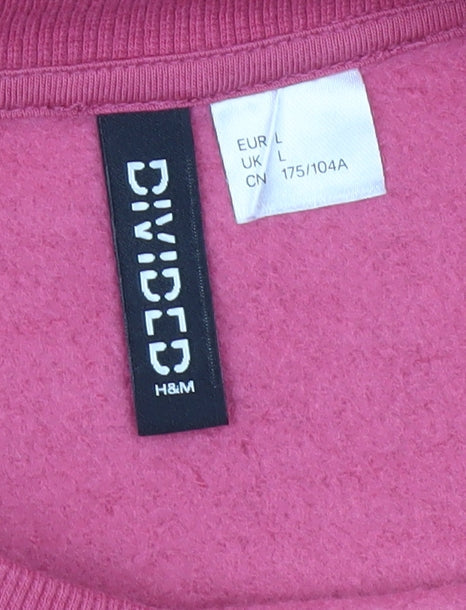H&M Divided Women’s Pink Pullover Sweatshirt L Crew Neck Long Sleeve