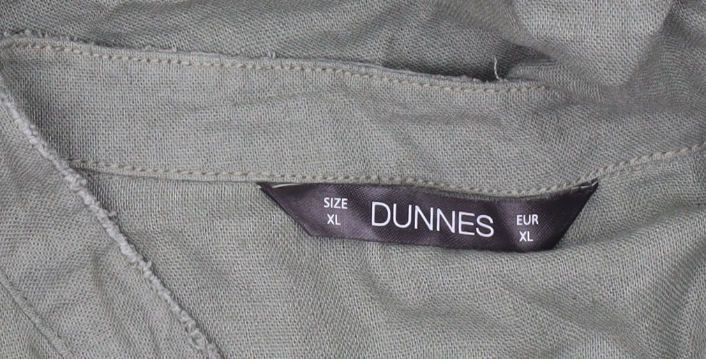 Dunnes Women’s Green Linen Blend Knee Length A-Line Dress XL