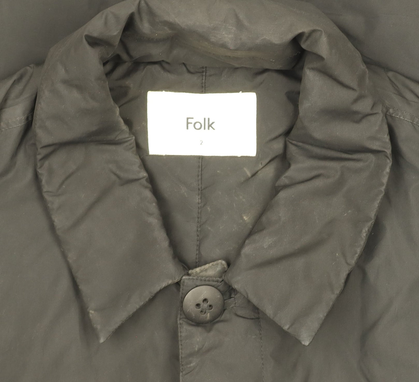 Folk Women's Black Mid-Length Overcoat Size 10 Lined Polyester