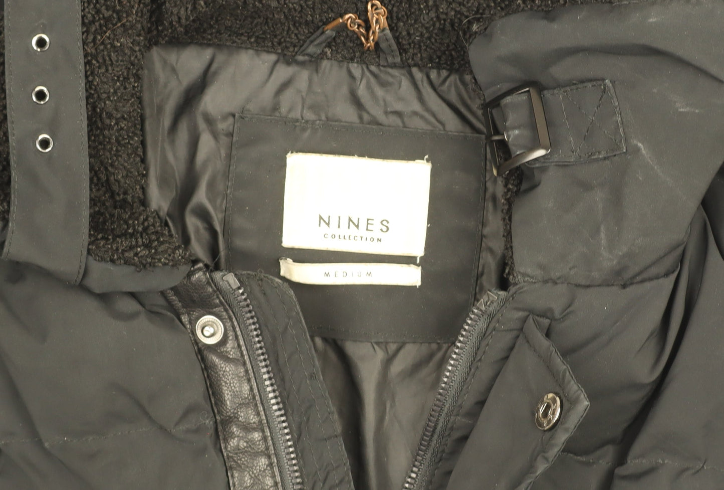 NINES Collection Women's Black Puffer Jacket Size M Winter Lined Coat