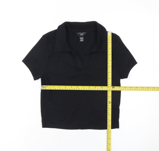 New Look Girls Black Polo Collar Short Sleeve Jersey Top 12-13 Years
