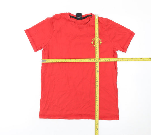 George Boys Red Manchester United Logo T-Shirt 11-12 Years Cotton Short Sleeve