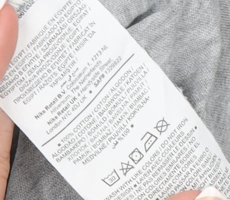 Nike Men's Grey Short Sleeve Crew Neck Cotton T-Shirt M