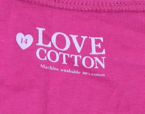Love Cotton Women's Pink Square Neck Short Sleeve Cotton T-Shirt Size 14