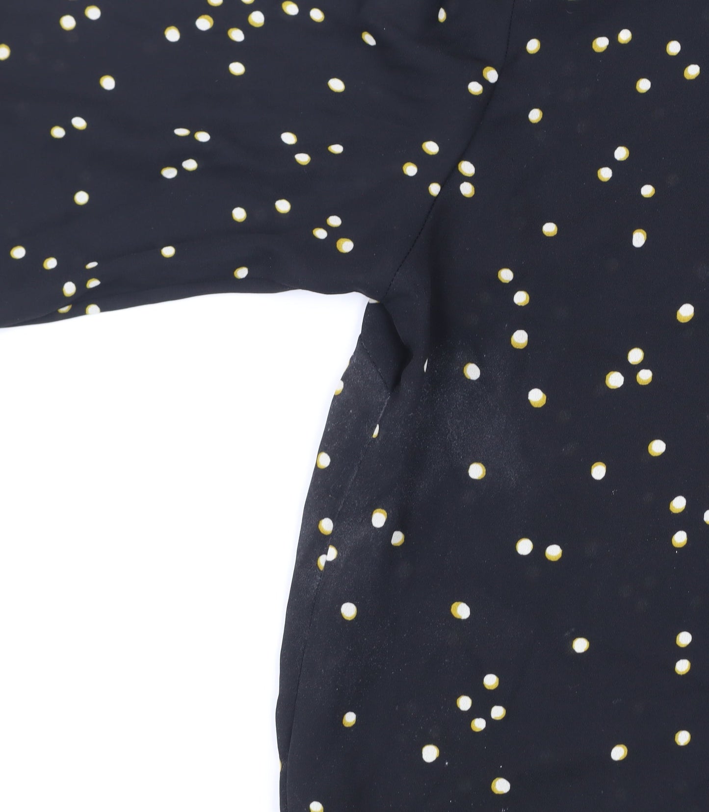 H&M Women's Black Polka Dot High Neck Long Sleeve Blouse Size 8