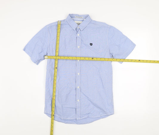 Diesel Men's Blue Short Sleeve Button-Up Cotton Shirt Size S