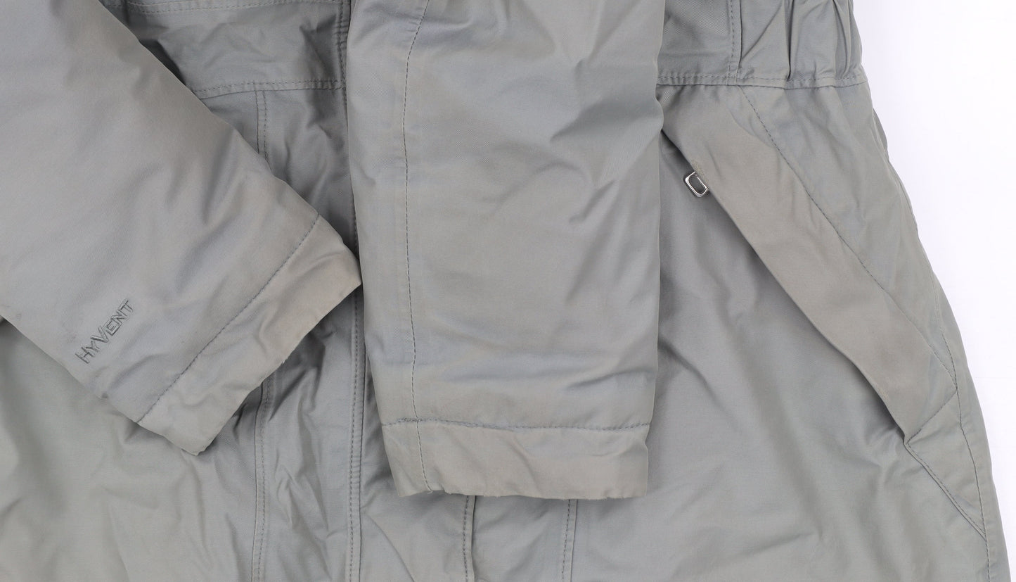 The North Face Women's Grey Parka Coat S Faux Fur Hood Waterproof