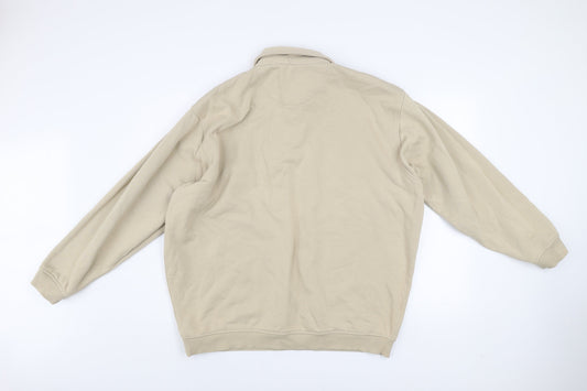 EWM Men's Beige XL Henley Sweatshirt Classic Cotton Mix