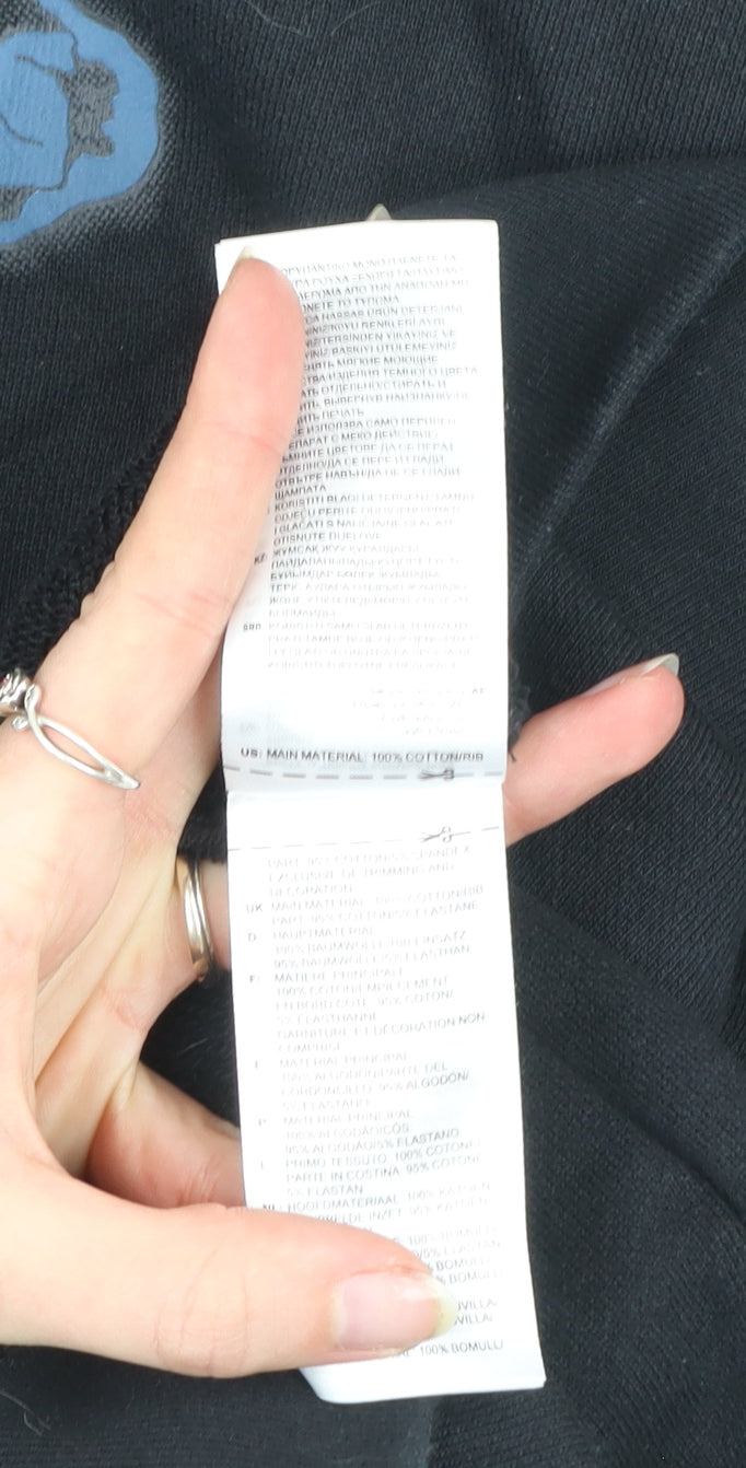 Adidas Mens Black Large Pullover Hoodie Cotton Graphic Print