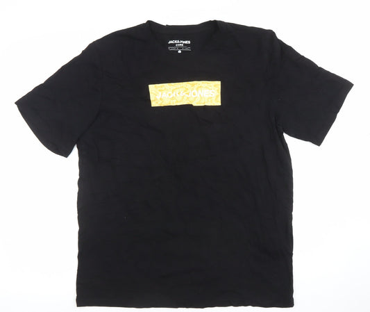 Mens UK Size L JACK & JONES Black Cotton T-Shirt
