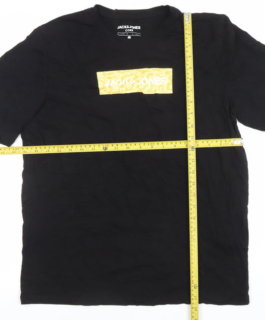Mens UK Size L JACK & JONES Black Cotton T-Shirt