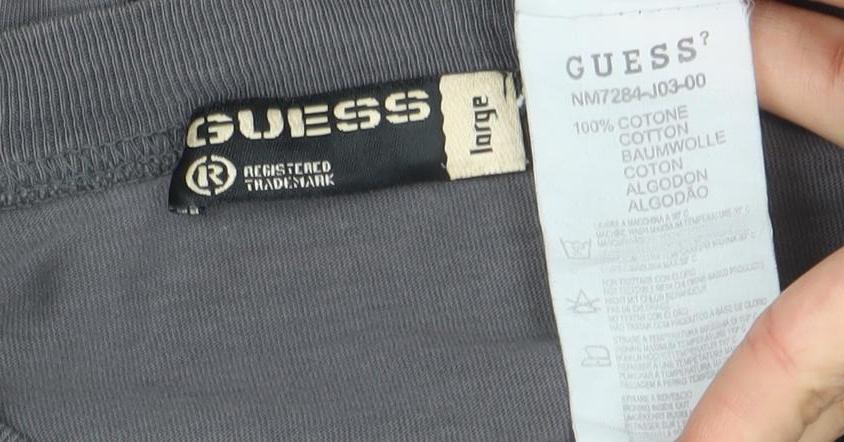 Mens UK Size L GUESS Grey Cotton T-Shirt