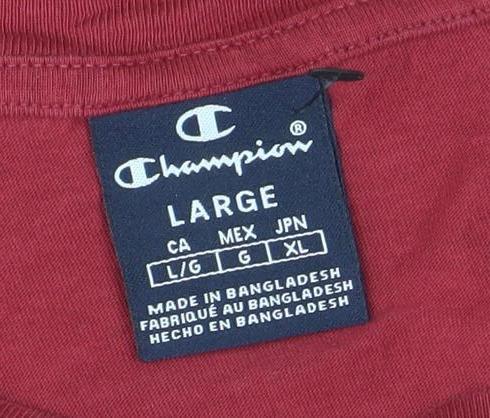 Champion Men's Red Crew Neck Short Sleeve T-Shirt Size L