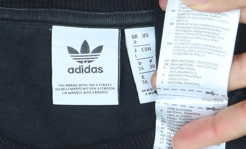 Womens UK 8 Regular adidas Black Pullover Sweatshirt