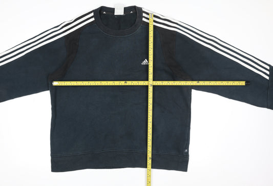 Adidas Mens Black L Pullover Sweatshirt Crew Neck Sports Fleece