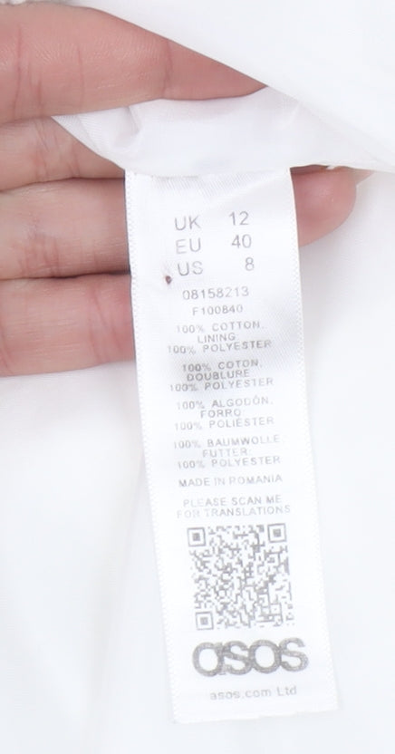 Additional view of ASOS Women White Corduroy Long Blazer Jacket UK 12 Lined Cotton
