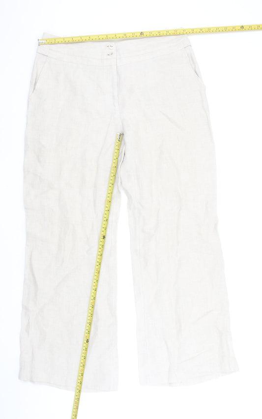 Alex & Co. Women Beige Linen Wide-Leg Trousers Size 16