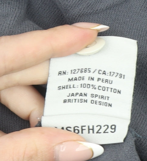 Superdry Men’s Grey Long Sleeve Cotton Polo Shirt M