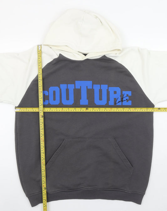 Couture Men Grey Pullover Hoodie M Graphic Print Regular Fit