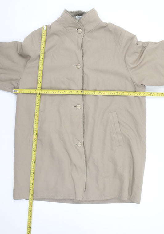 Amari Women’s Beige Mid-Length Lined Button Overcoat Size 14